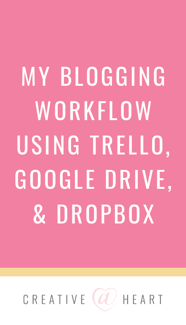 My Blogging Workflow Using Trello, Google Drive, and Dropbox // Creative at Heart #workflow #blogging #trello #googledrive #dropbox #businessworkflow